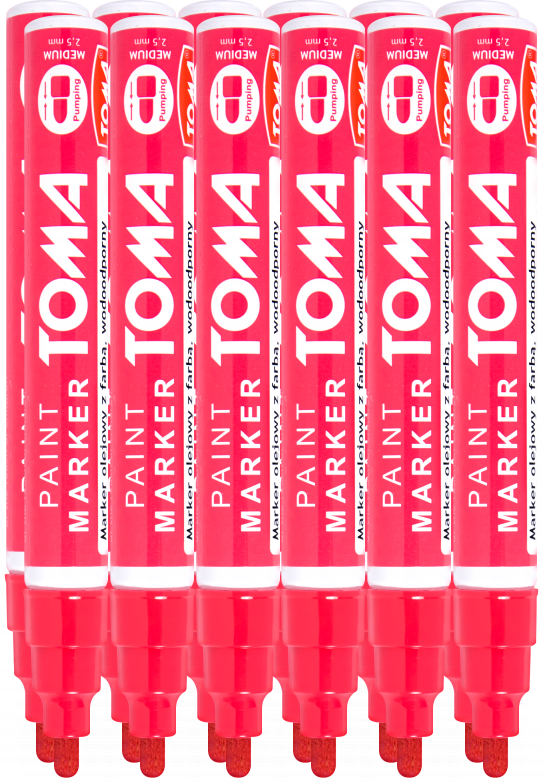 12x Marker olejowy Toma TO-440, okrągła, 2.5 mm, czerwony