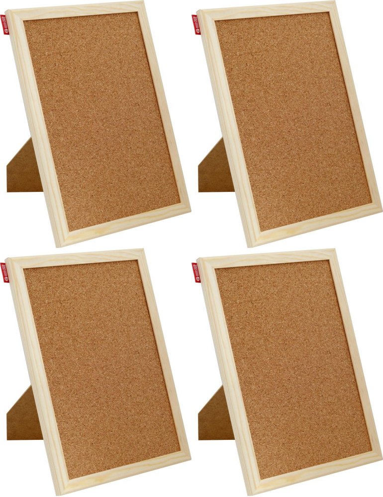 4x Tablica korkowa MemoBe, w ramie drewnianej, nabiurkowa, stojąca, 30x21cm, brązowy
