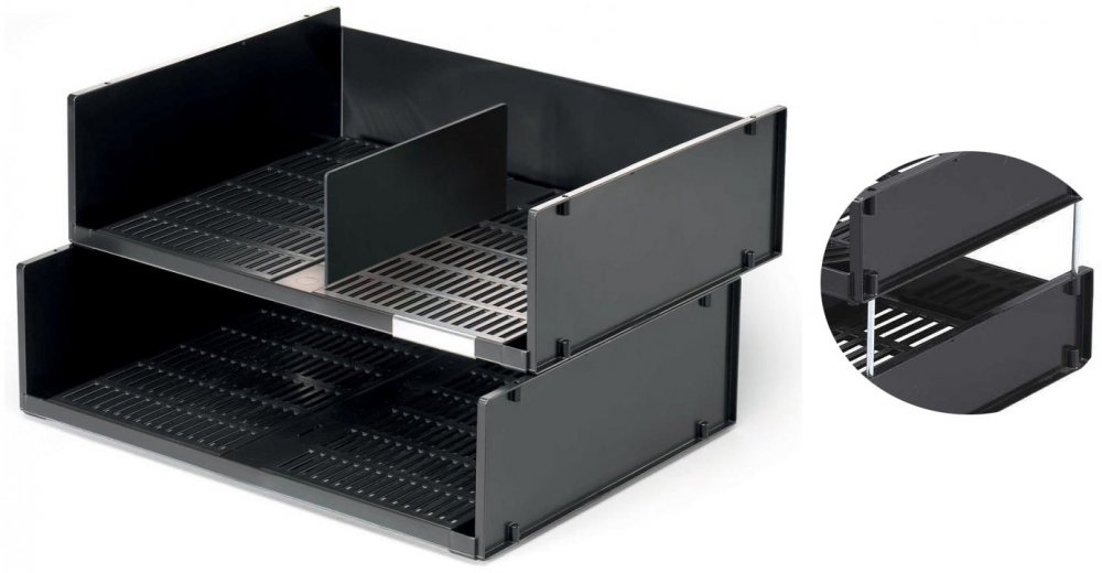 Zestaw: 2x Półka na dokumenty Optimo Durable, A3, w poziomie, 436x105x333mm, plastikowa, antracytowy + nóżki Durable Optimo (1700801058), 4 sztuki, 