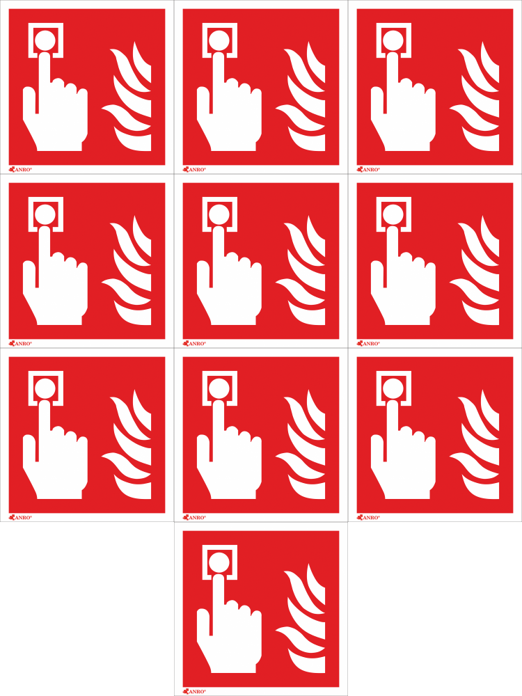 10x Alarm pożarowy - znak przeciwpożarowy ppoż foto, 10x10cm