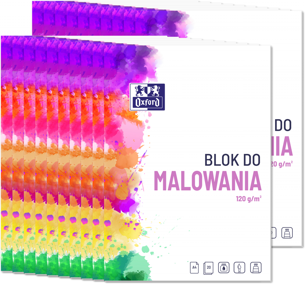 20x Blok rysunkowy do malowania Oxford, A4, 20 kartek, biały