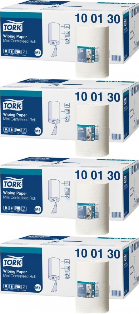 4x Czyściwo papierowe Tork 100130, do lekkich zabrudzeń, M1, 1-warstwowe, 120m, 1 rolka, biały