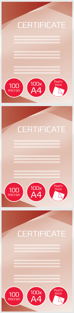 3x Folia do laminowania GBC Peel'nStick, A4, 2x100 μm, samoprzylepna, 100 sztuk