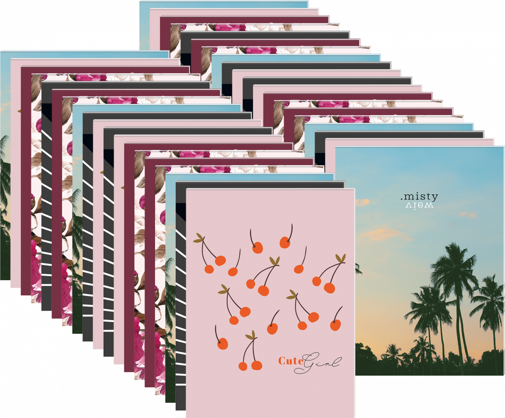 40x Notesik w kratkę Interdruk, A7, 50 kartek, mix wzorów