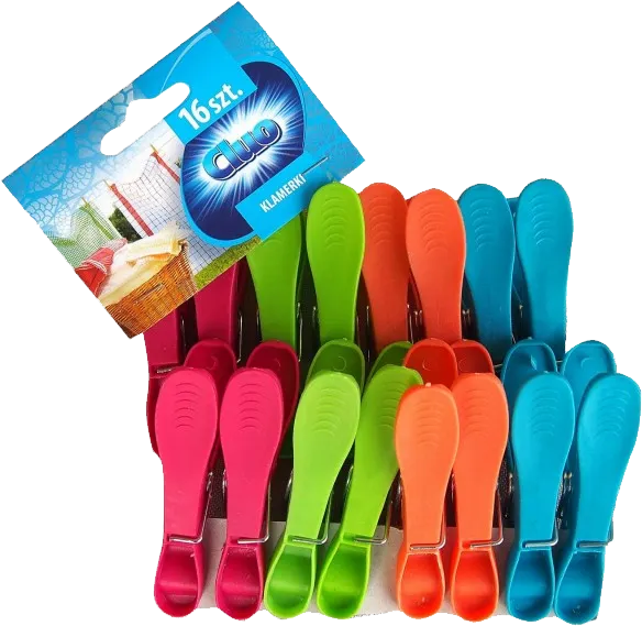 Klamerki Cluo, 16 sztuk, mix kolorów