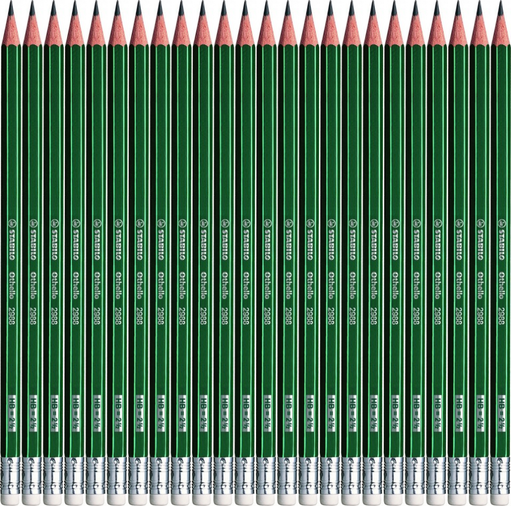 24x Ołówek Stabilo Othello 2988, HB, z gumką, zielony