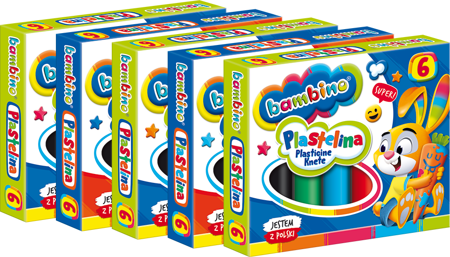 5x Plastelina Bambino Zwierzaki Uczniaki, 6 sztuk, mix kolorów