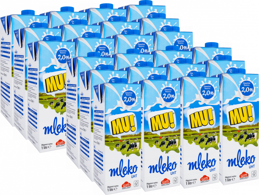 24x Mleko UHT Wart-Milk MU!, 2%, 1l