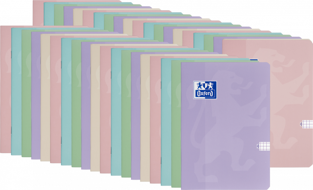 100x Zeszyt w kratkę Oxford Touch Pastel, A5, miękka oprawa, 16 kartek, mix kolorów pastelowych