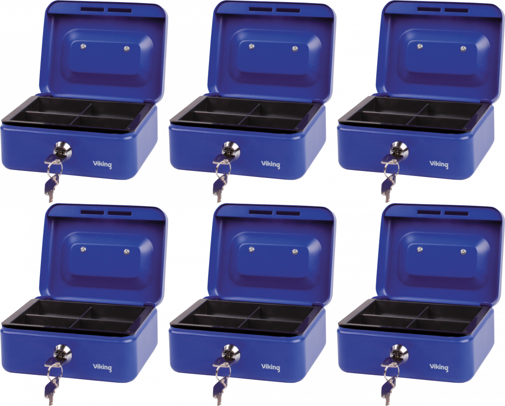 6x Kasetka na pieniądze Viking, 153x120x70mm, niebieski