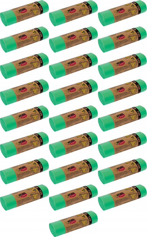 25x Worki na śmieci Eco Natural by York, na odpady zmieszane, 60l, 10 sztuk, zielony