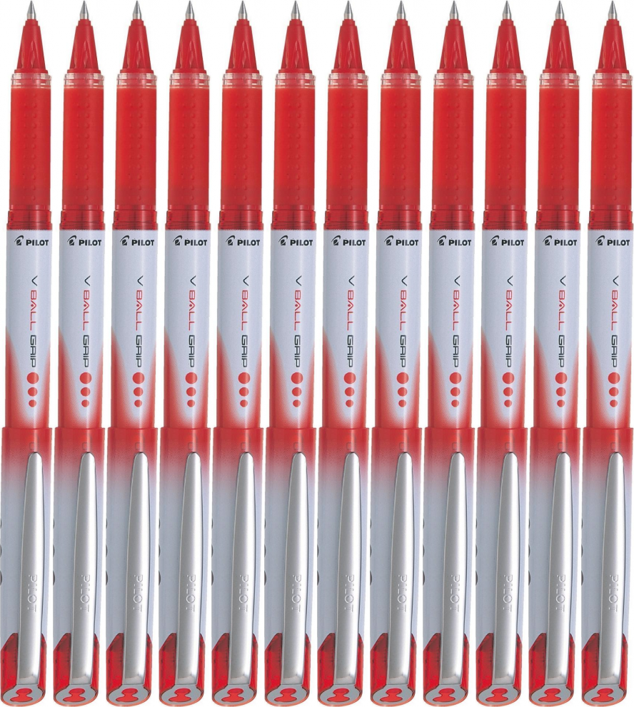 12x Pióro kulkowe Pilot, VBall Grip, 0.5mm, czerwony