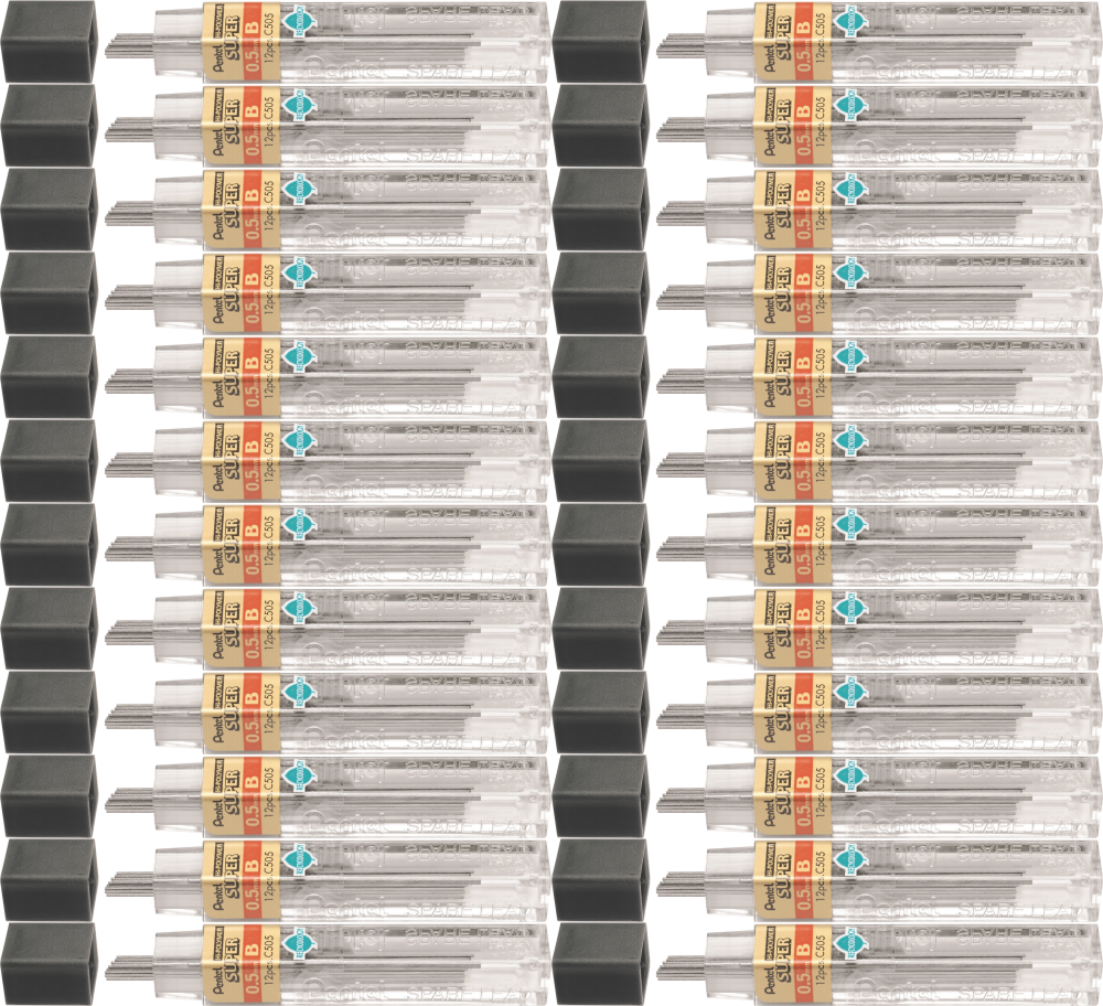 24x Grafity ołówkowe Pentel, 0.5 mm, B