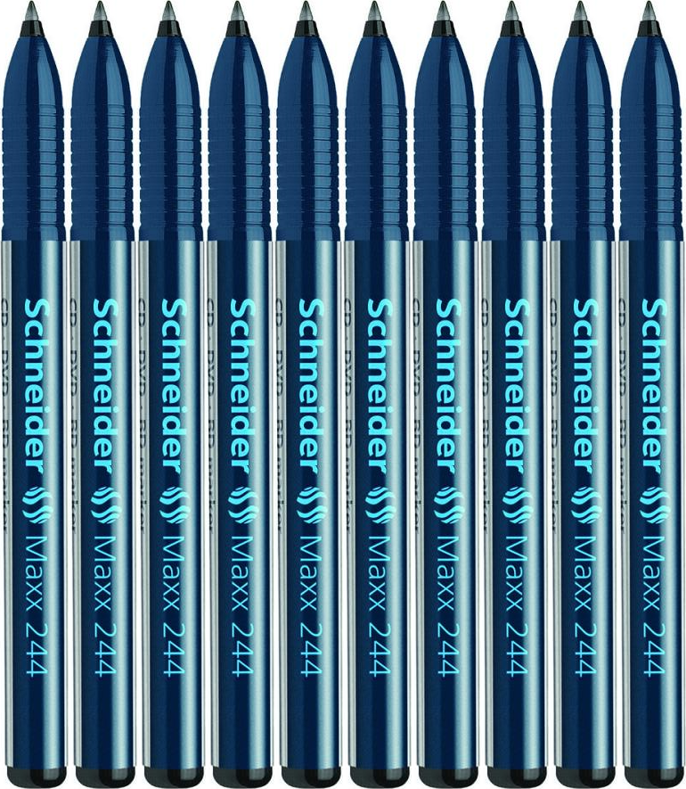 10x Marker do płyt CD i DVD Schneider 244, okrągła, 0.7 mm, czarny