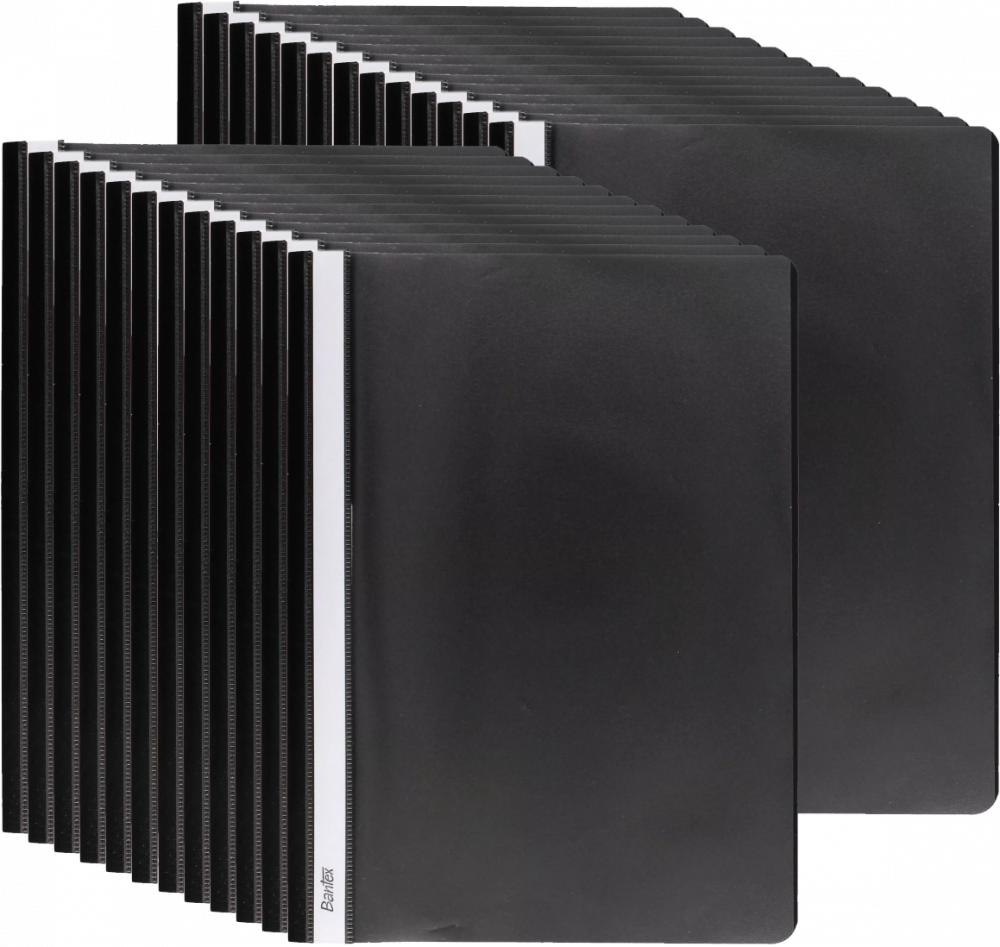25x Skoroszyt plastikowy bez oczek Bantex Budget, A4, do 200 kartek, czarny