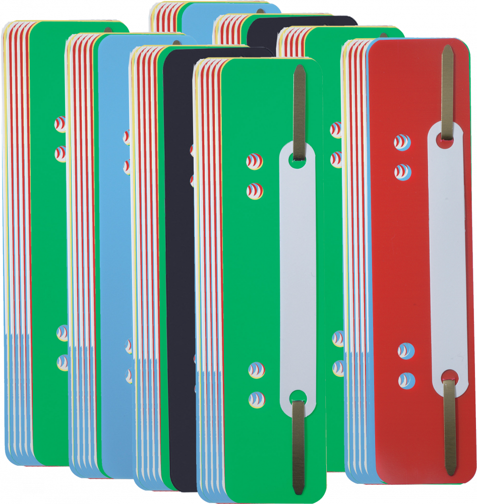 8x Wąsy skoroszytowe spinające dokumenty Durable, 25 sztuk, mix kolorów