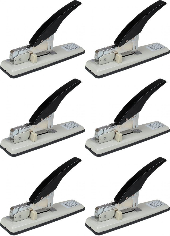 6x Zszywacz D.Rect Heavy Duty 377, do 100 kartek, metalowy, srebrno-czarny