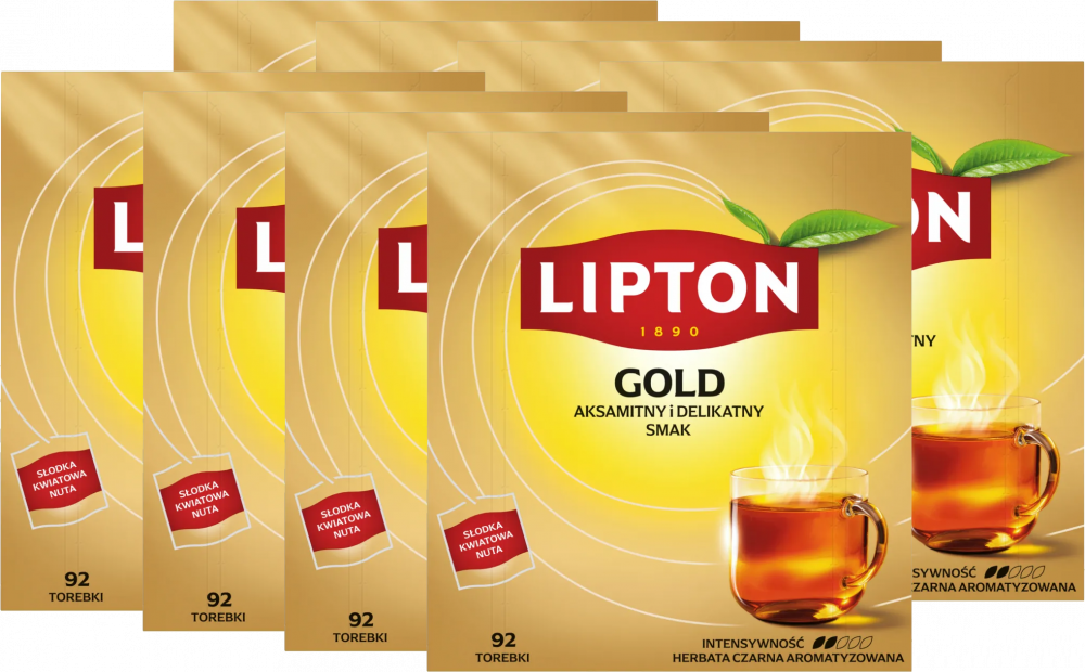 8x Herbata czarna aromatyzowana w torebkach Lipton Gold Tea, 92 sztuki x 1.5g