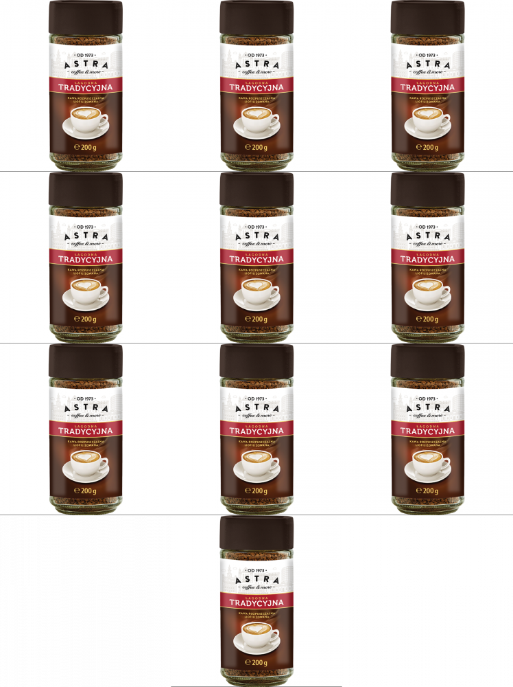 10x Kawa rozpuszczalna Astra Łagodna Tradycyjna, 200g