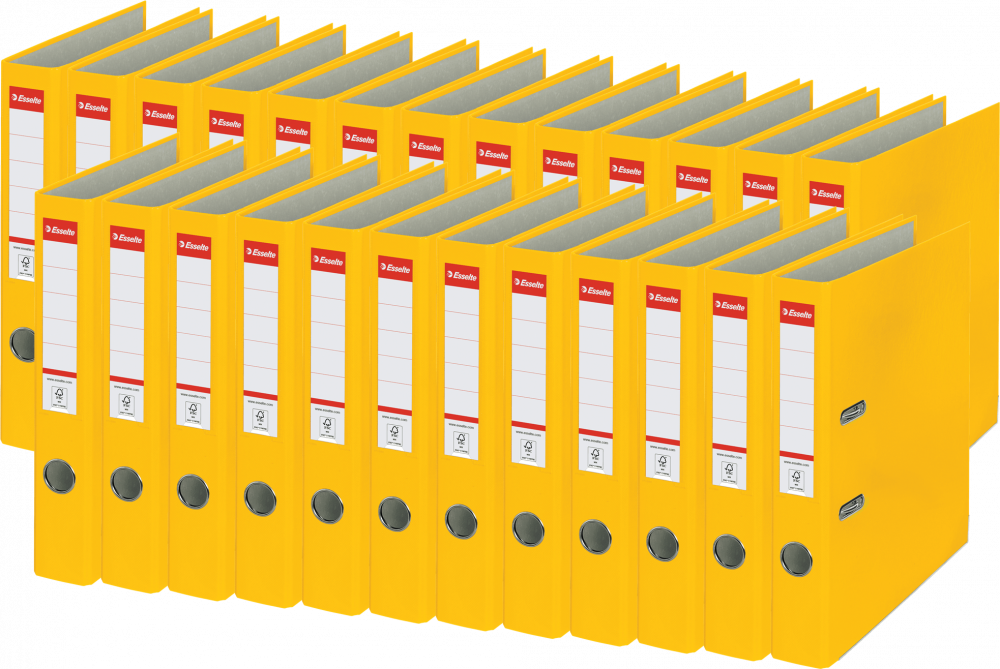 25x Segregator A4 Esselte, 50mm, do 350 kartek, ekonomiczny, żółty