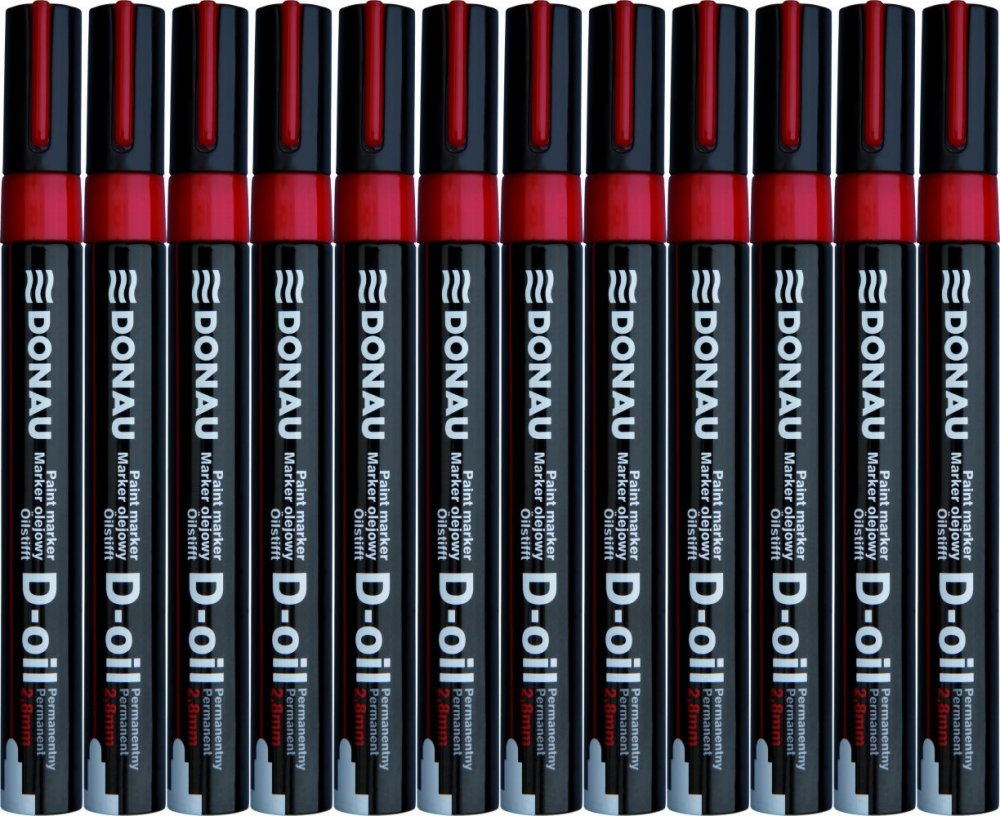 12x Marker olejowy Donau, D-Oil, okrągła, 2.8 mm, czerwony