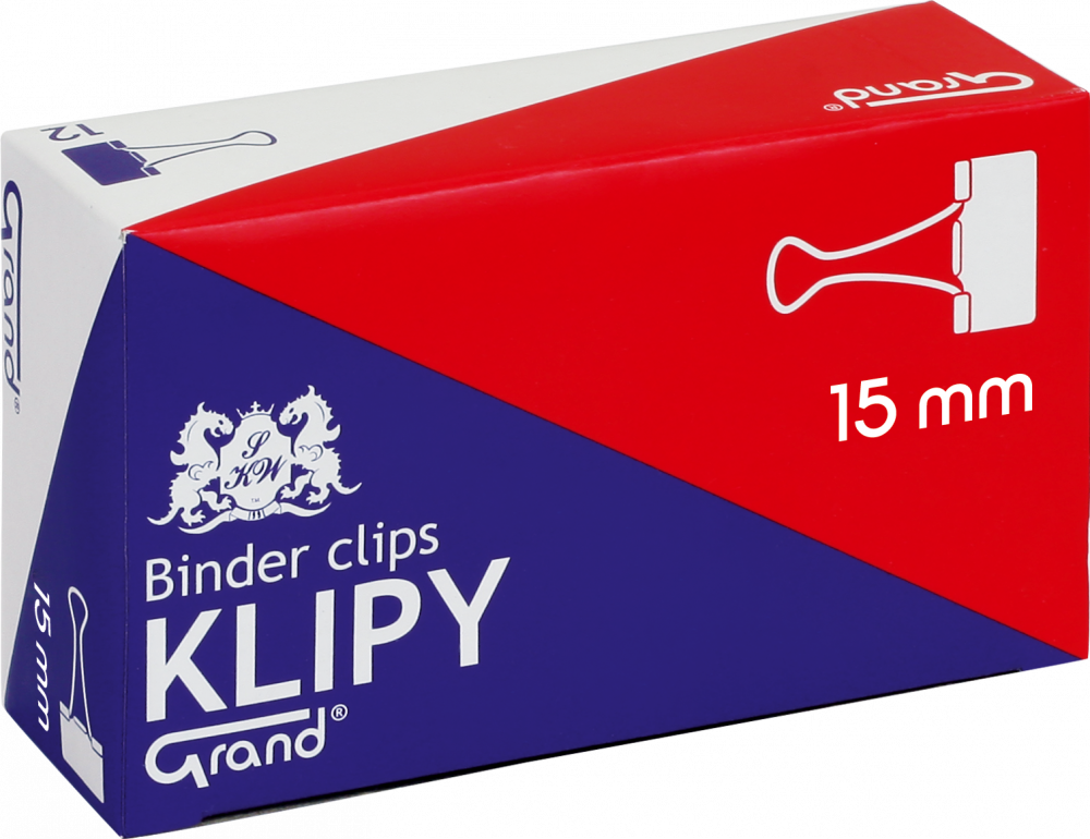 Klip biurowy Grand, 15 mm, 12 sztuk, czarny