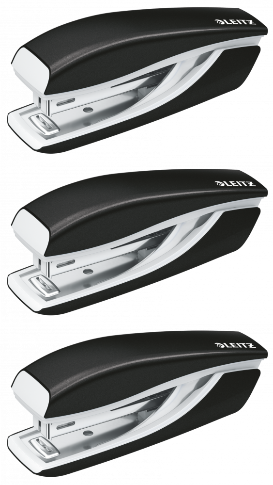 3x Zszywacz mini Leitz NeXXt Wow, do 10 kartek, metaliczny czarny
