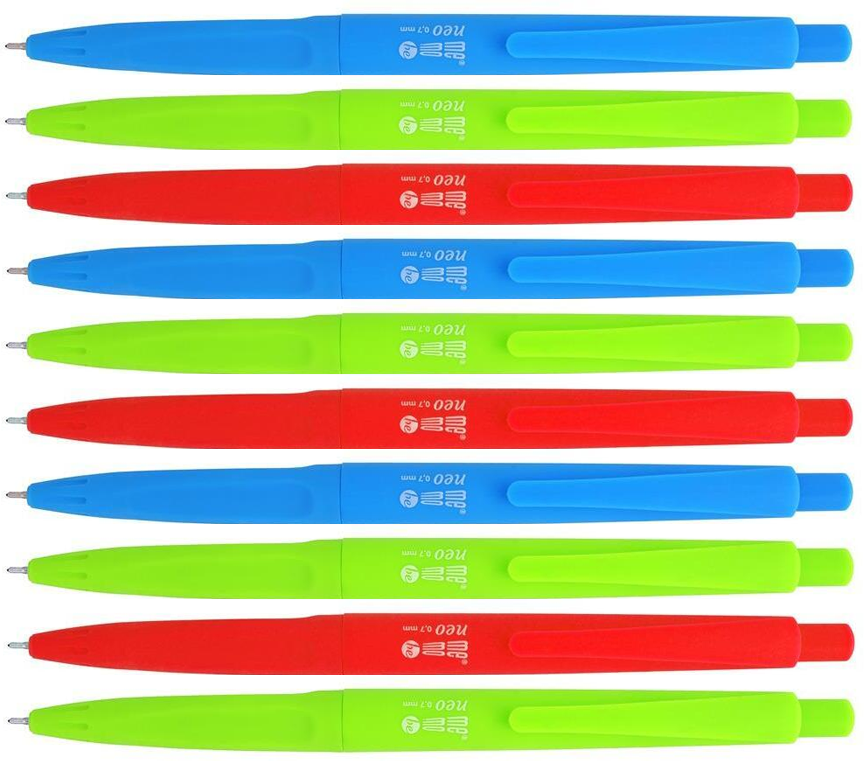 10x Długopis automatyczny MemoBe Neo, 0.7mm, z obudową Soft-Touch, niebieski