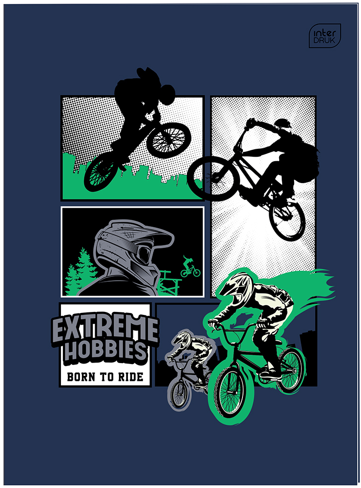 Zeszyt w kratkę Interdruk UV Boys, A4, 32 kartki, mix wzorów