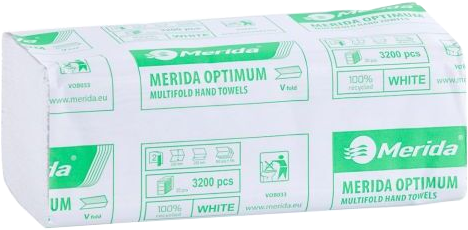 Ręcznik papierowy Merida, dwuwarstwowy, w składce V, 160 składek, biały