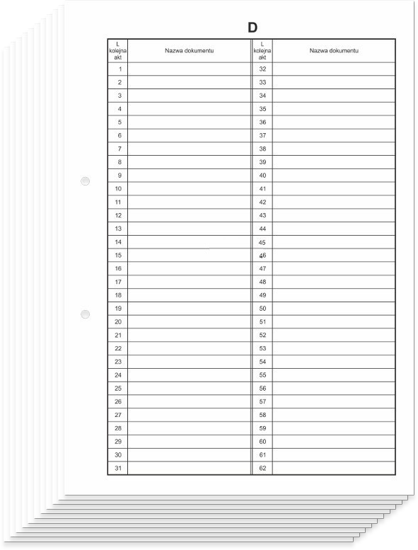 10x Przekładka do segregatora Biurfol, do akt osobowych, kartonowa, A4, typ D, 1 karta