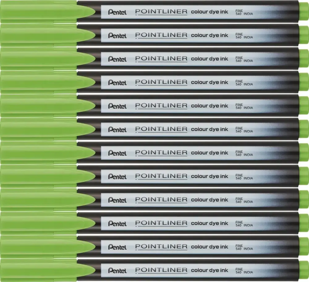 12x Cienkopis Pentel Pointliner Colour, zielony