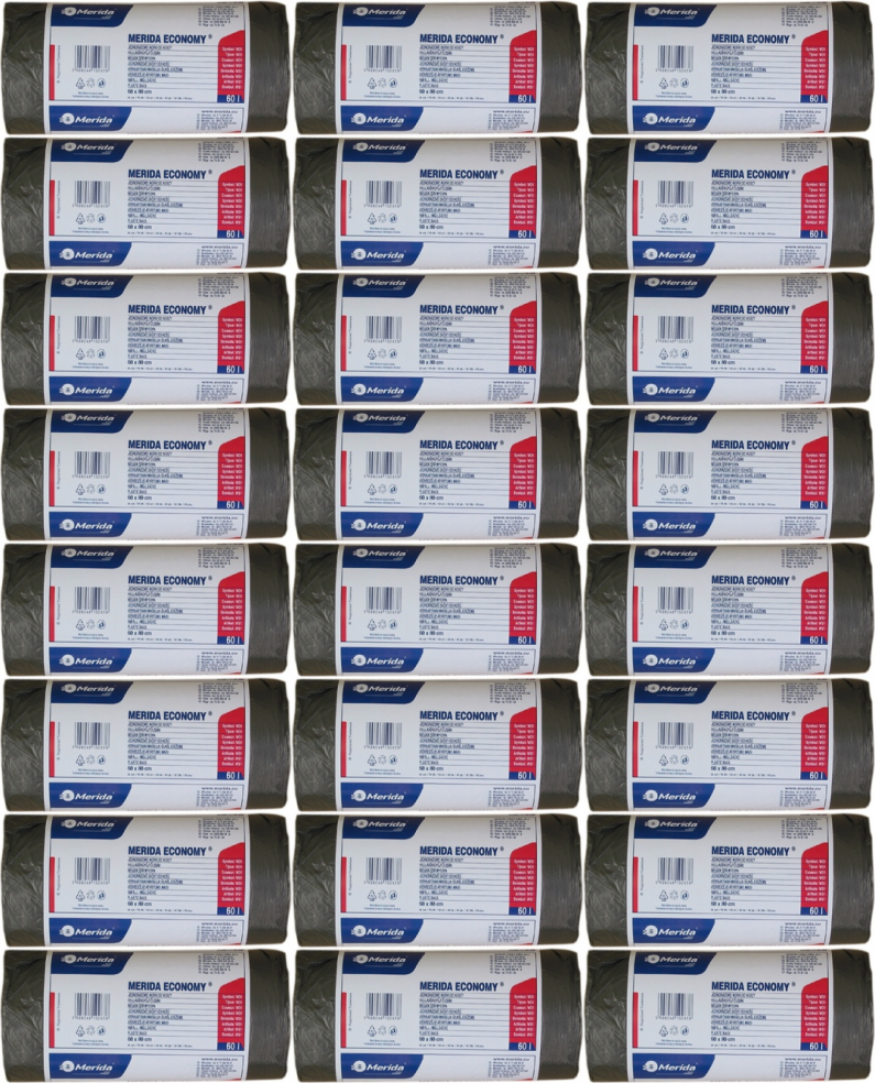 24x Worki na śmieci Merida Economy, na odpady zmieszane, 70l, 50 sztuk, czarny