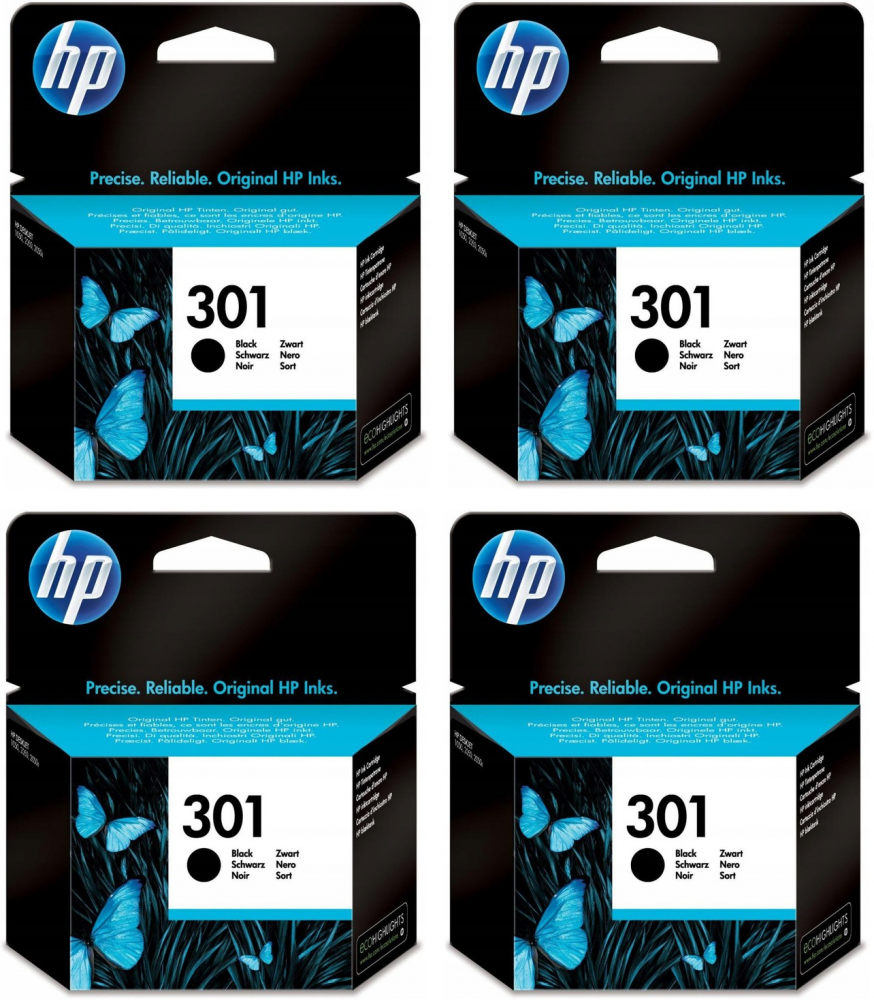 4x Tusz Hp 301 (CH561EE), 190 stron, black (czarny)