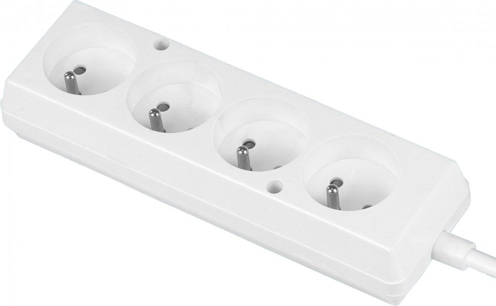 Przedłużacz Plastrol z otworami montażowymi, 5m, 4 gniazda, biały