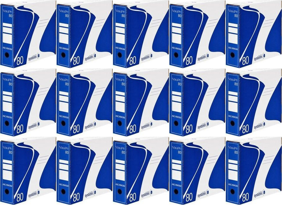 15x Pudło archiwizacyjne VauPe, do luźnych dokumentów, 80mm, niebieski