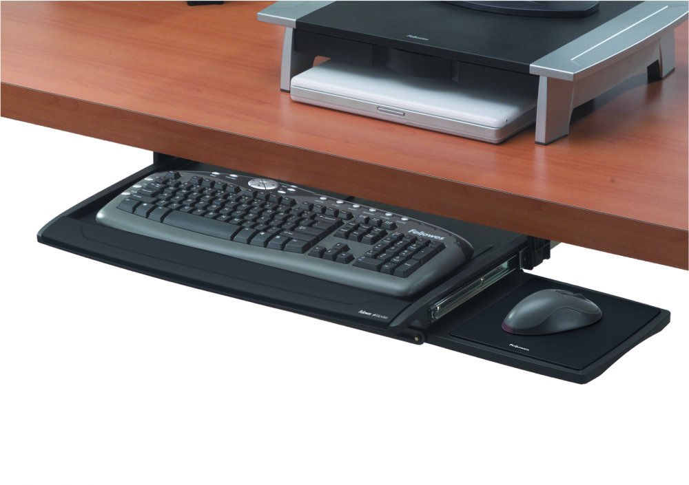Szuflada na klawiaturę z podkładką pod mysz Fellowes Deluxe Office Suites, czarny