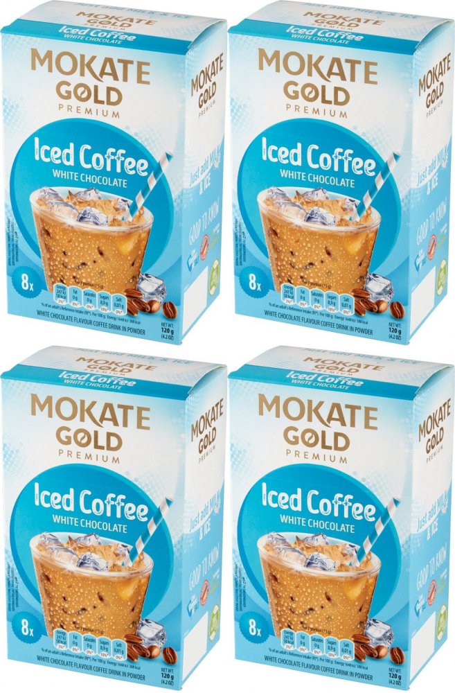 4x Kawa mrożona w saszetkach Mokate Gold Iced Coffee, biała czekolada, 8 sztuk x 15g