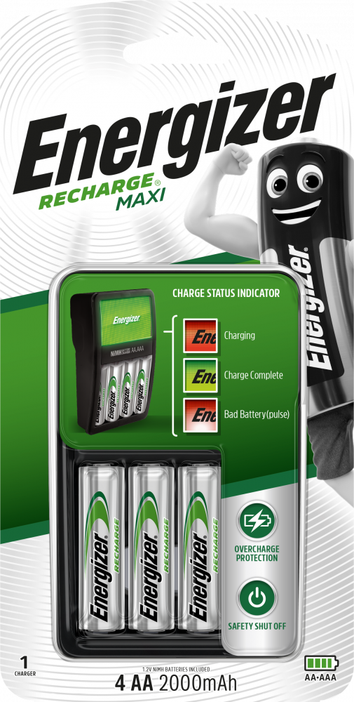 Ładowarka Energizer Maxi Power Plus, 2000mAh, 4 kanały, czarny