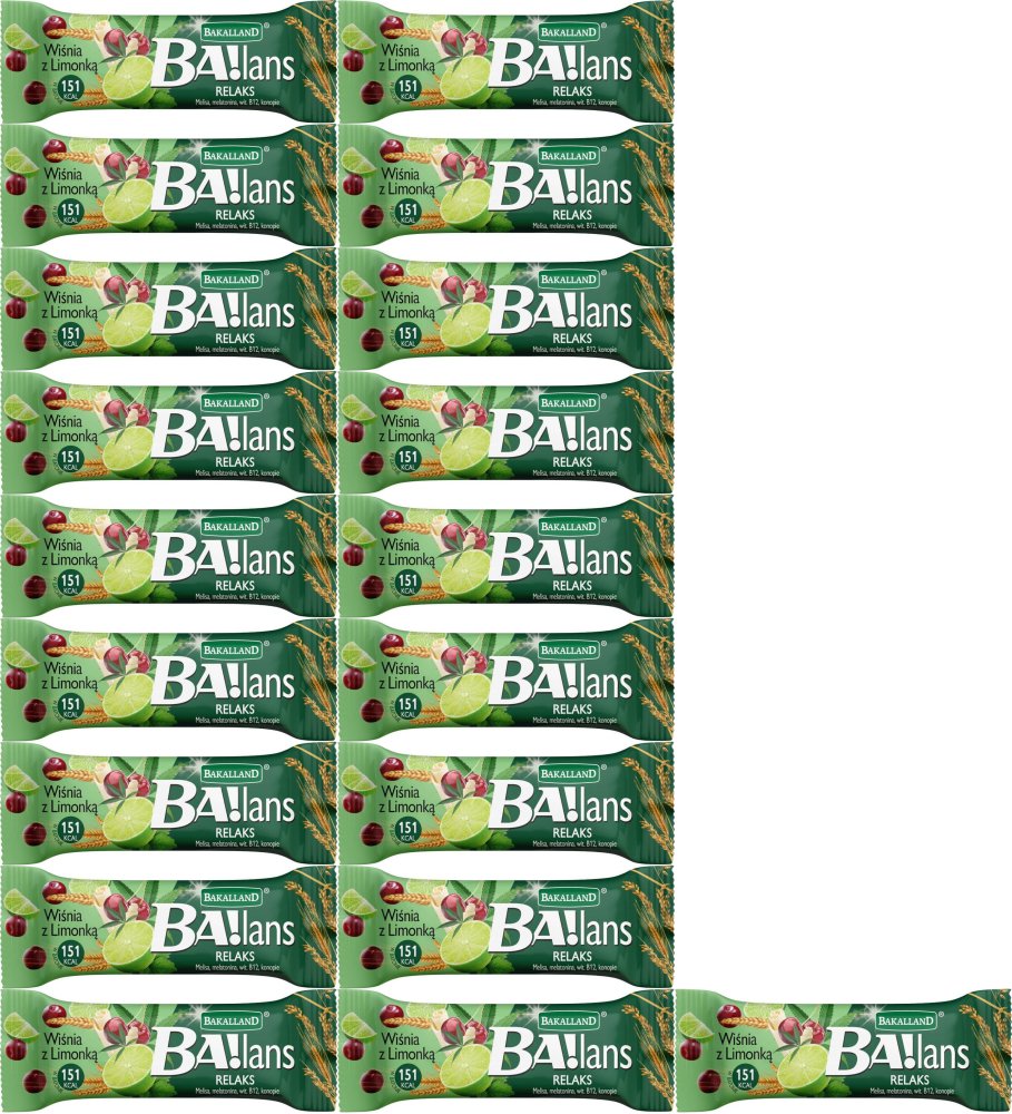 20x Baton Bakalland Ba!lans Relaks, wiśnia z limonką, 38g