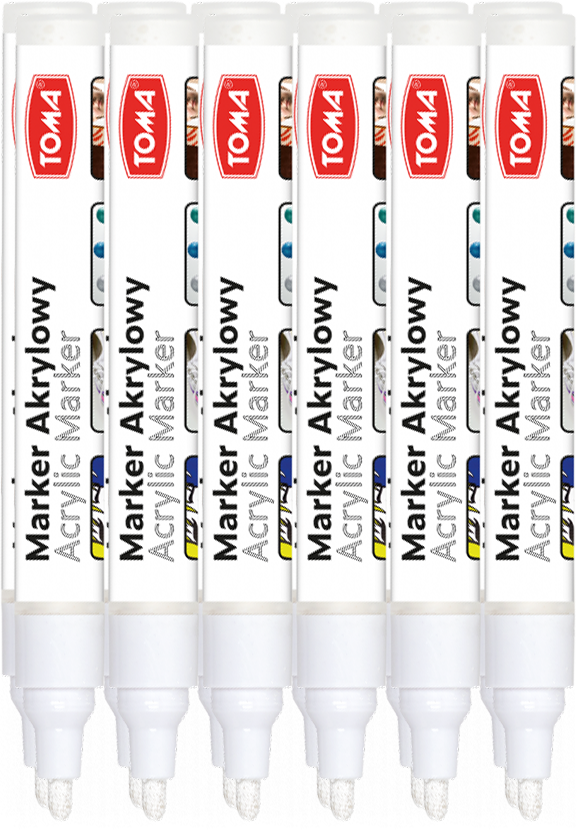 12x Marker akrylowy Toma TO-402, okrągła, 2.5mm, biały