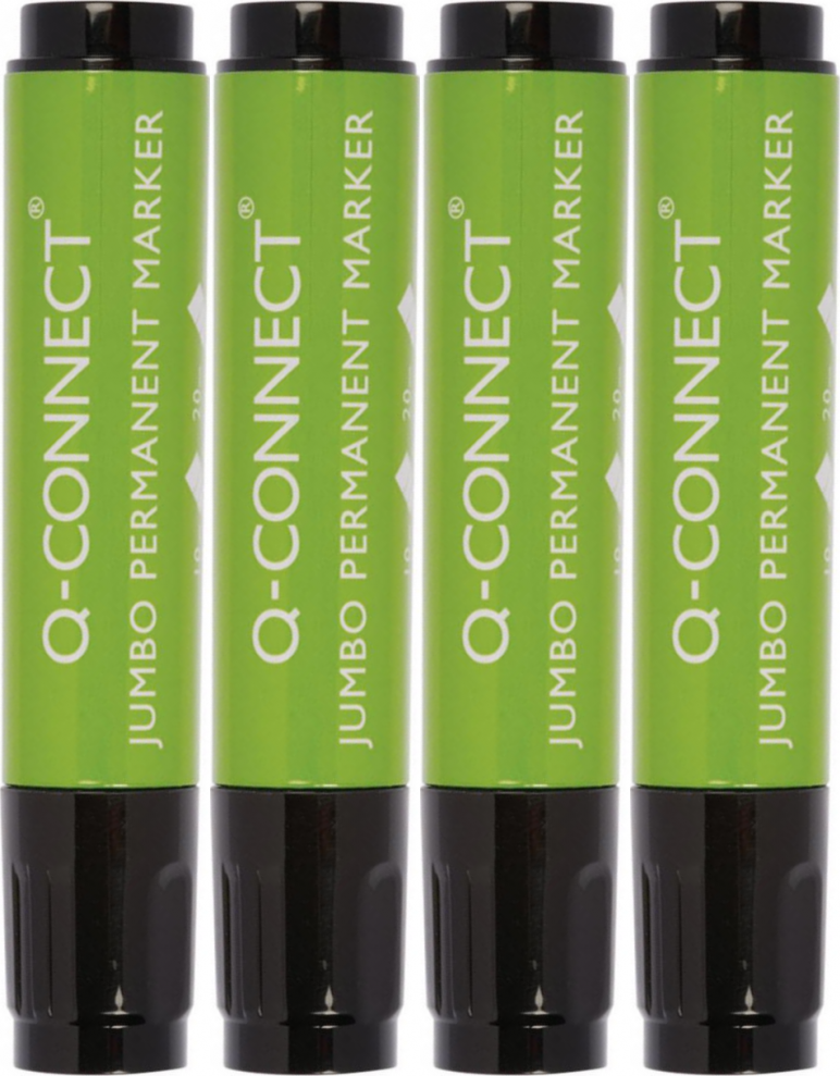 4x Marker permanentny Q-Connect, Jumbo, ścięta, 2-20mm, czarny