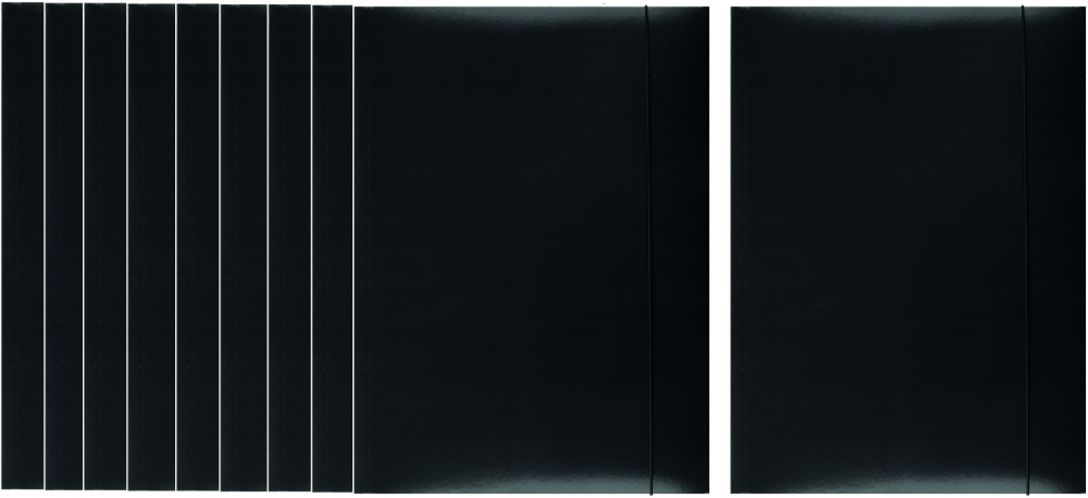 10x teczka kartonowa z gumką lakierowana Office Products, A4, 3-skrzydłowa, 300g/m2, czarny