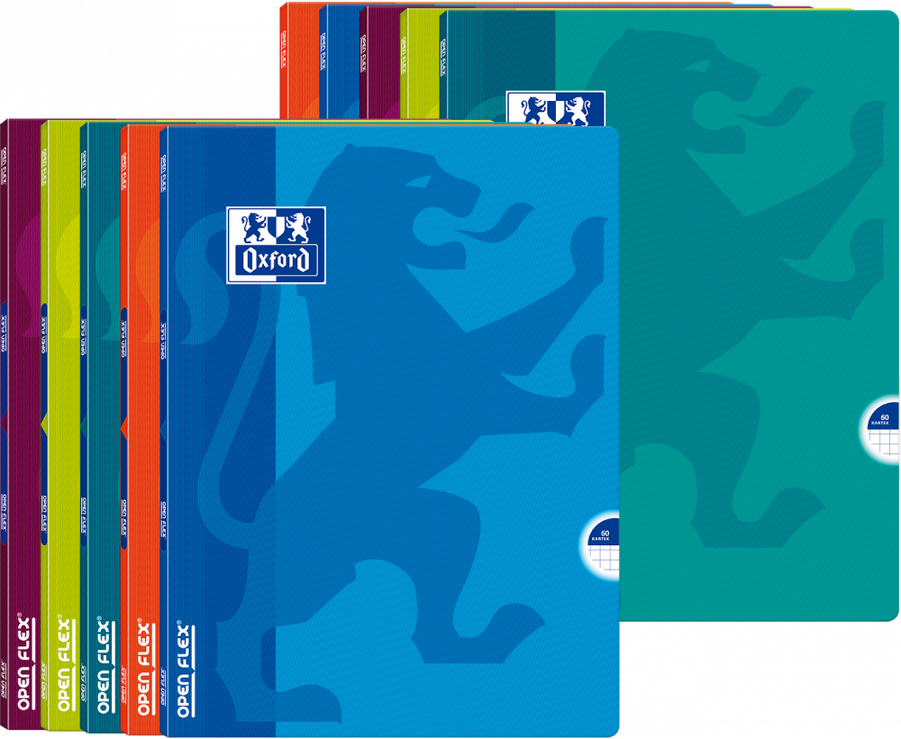 10x Zeszyt w kratkę Oxford Open Flex, A5, 60 kartek, mix kolorów