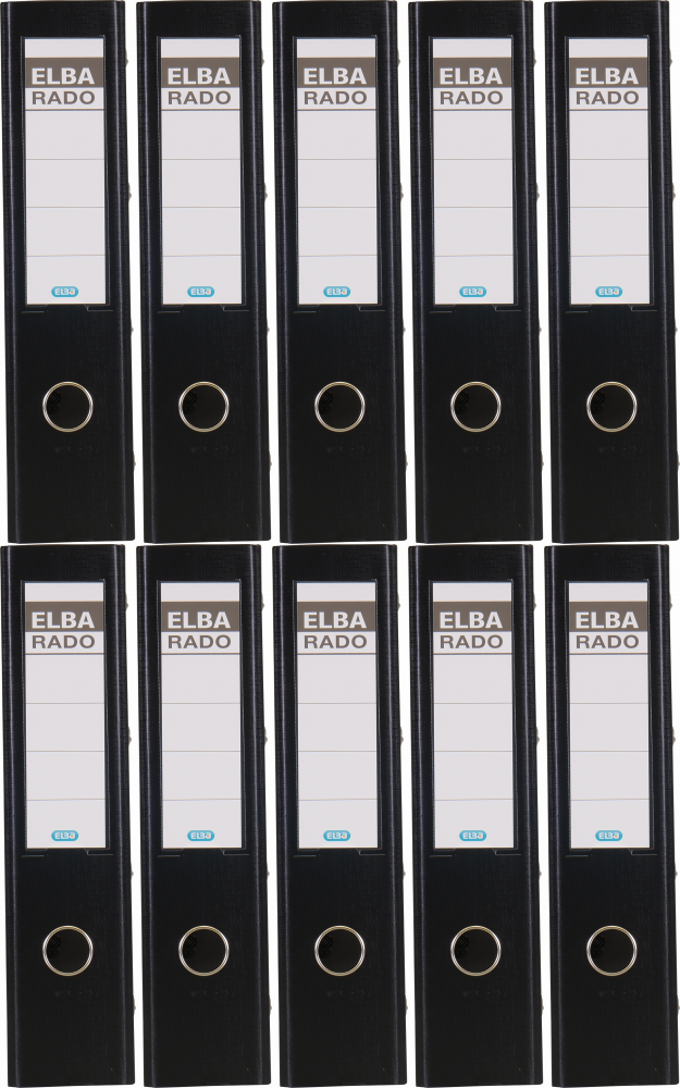 10x Segregator A4 Elba Rado, 75mm, podwójny mechanizm, czarny