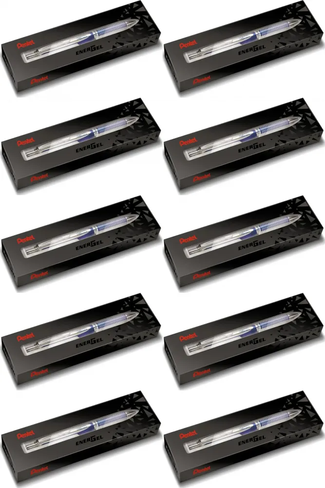 10x Pióro kulkowe Pentel EnerGel BL407, 0.7mm, w etui, niebieski, obudowa niebieska