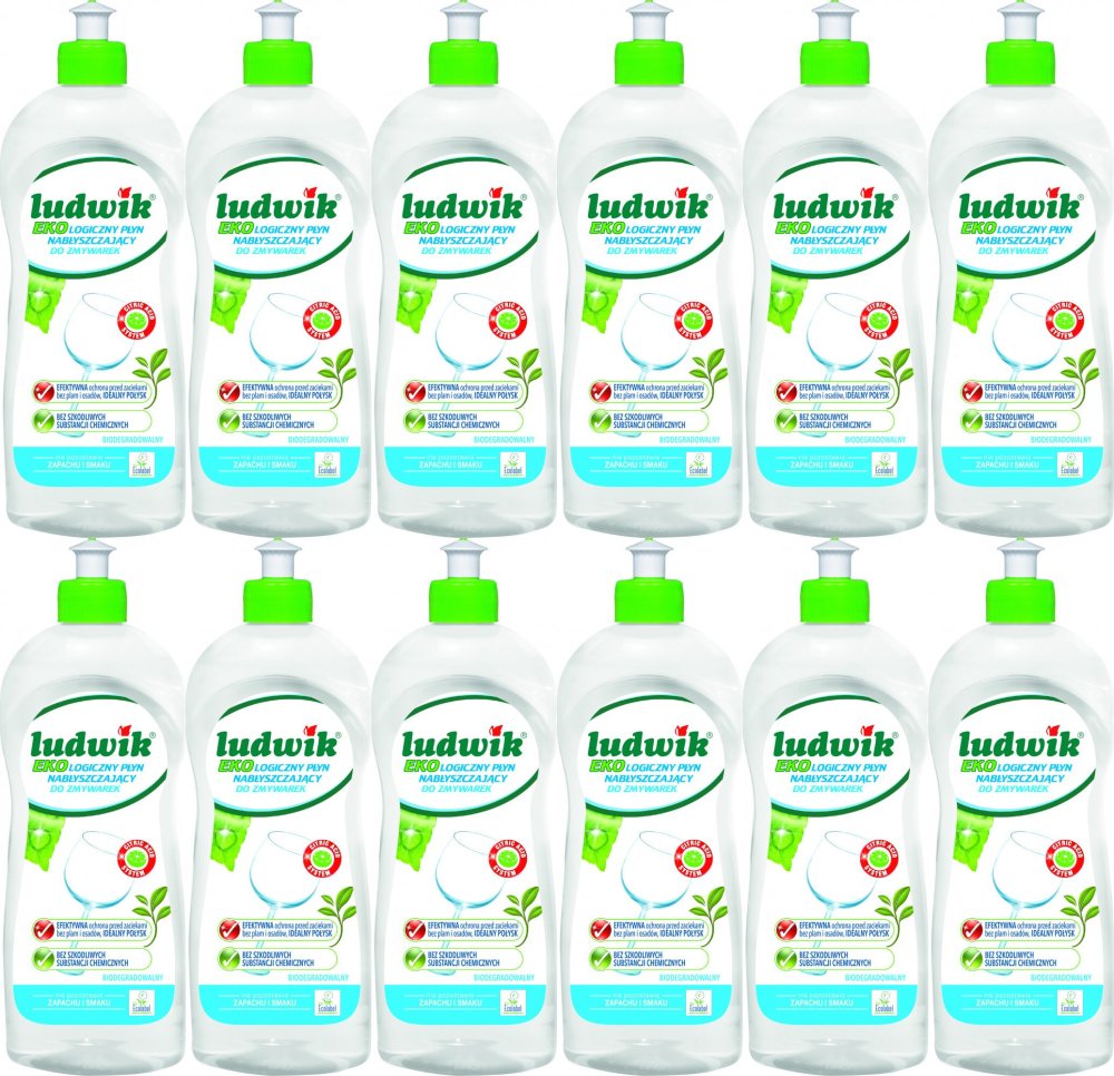 12x Płyn nabłyszczający do zmywarek Ludwik Ekologiczny, 500ml