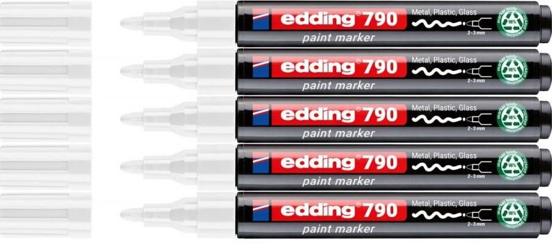 5x Marker olejowy edding e-790 PCR, okrągła, 2-3 mm, biały