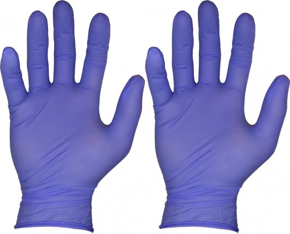 2x Rękawiczki nitrylowe bezpudrowe GFH, rozmiar M, 100 sztuk, fioletowo-niebieski
