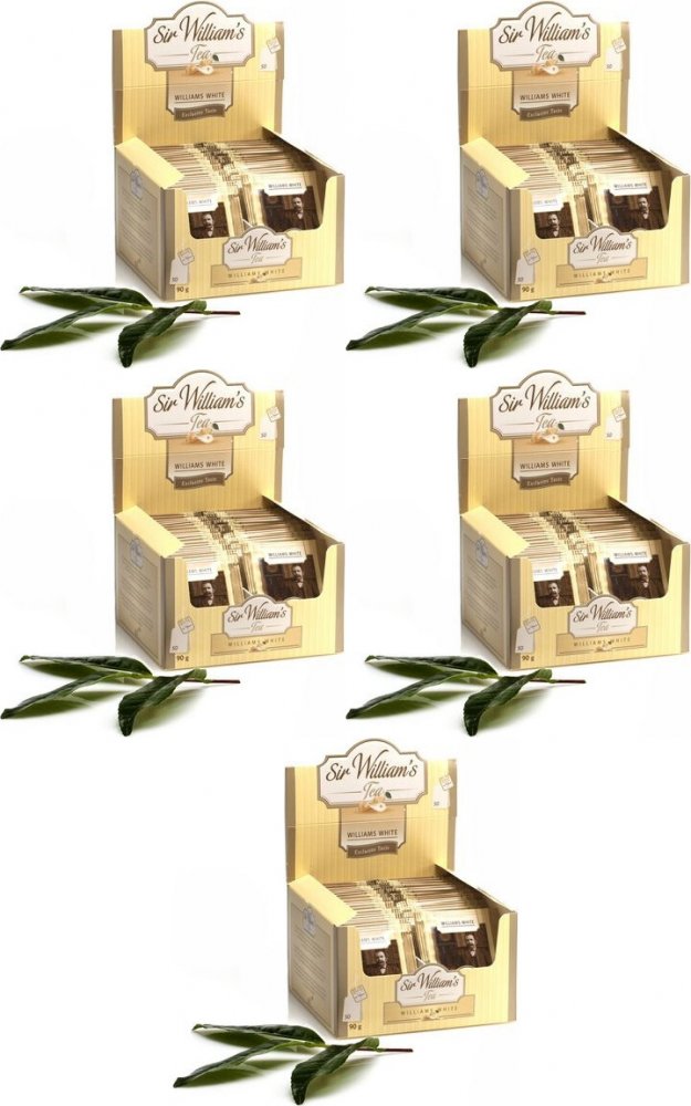 5x Herbata biała smakowa w kopertach Sir William's Tea Williams White, gruszka, 50 sztuk x 1.8g